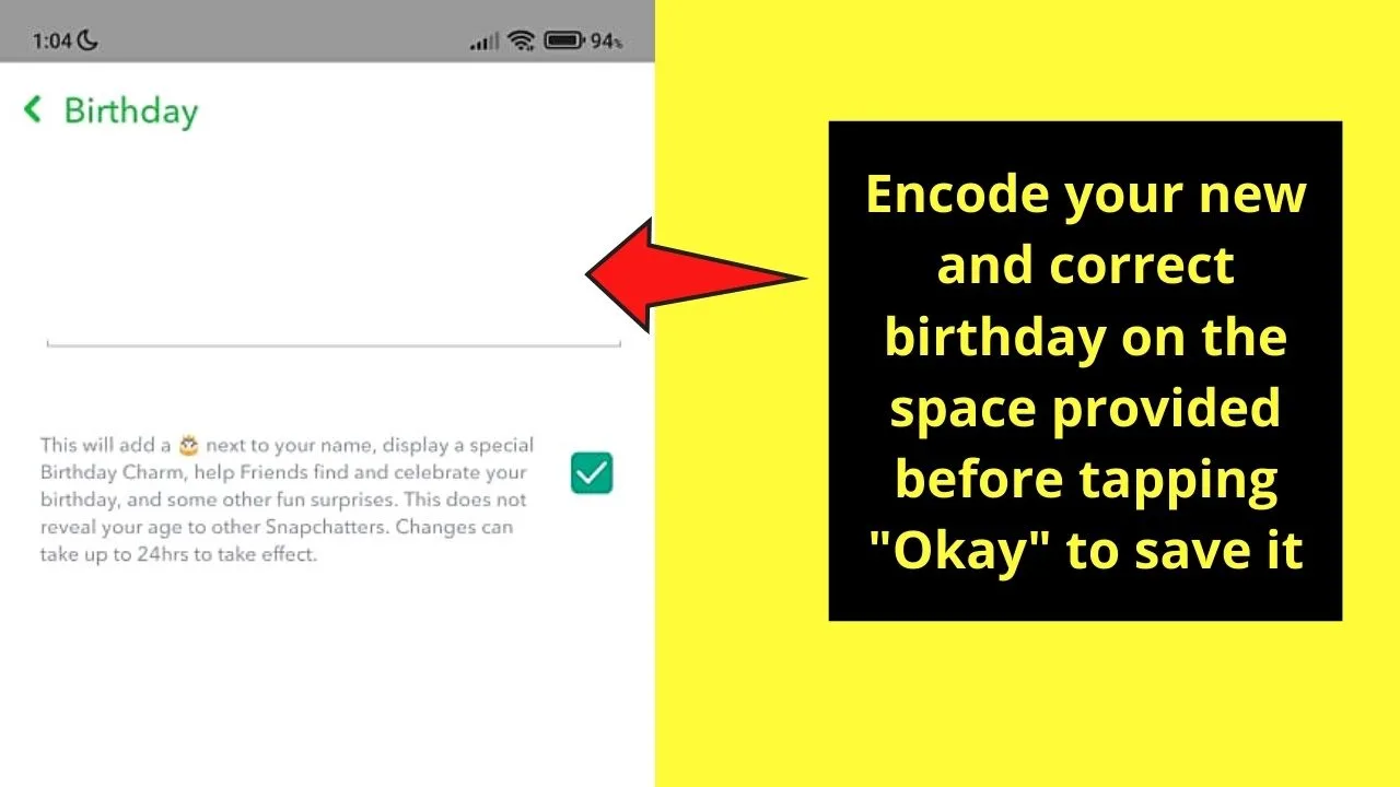 How to Change Your Birthday on Snapchat Step 4