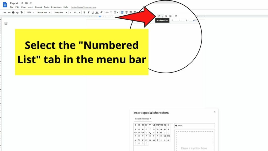 google docs roman numeral page numbers