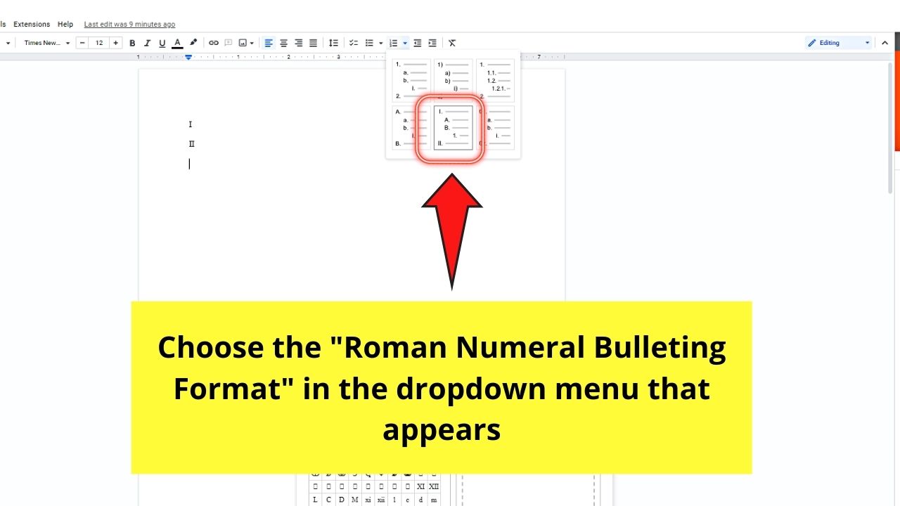 How to Do Roman Numerals in Google Docs Step 6.2
