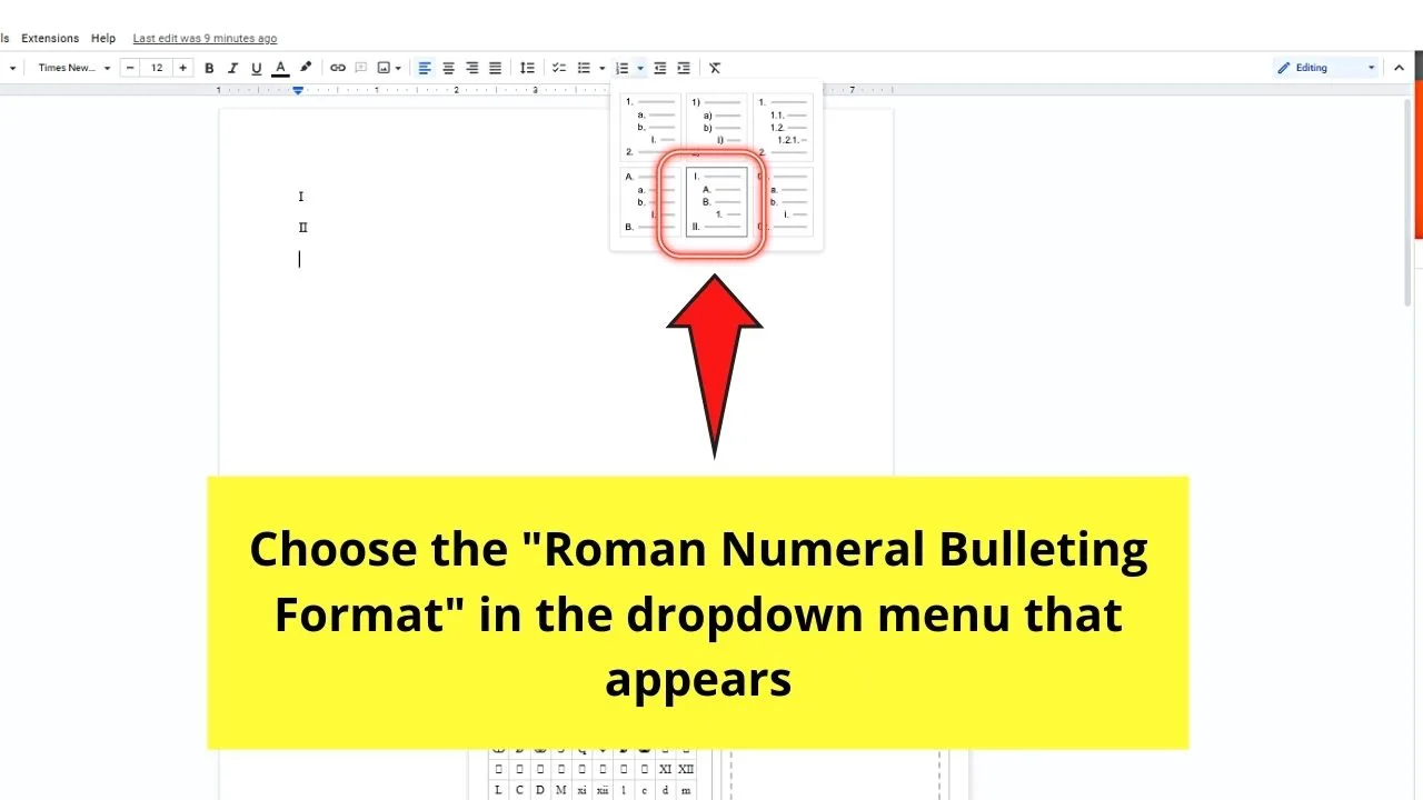 How to Do Roman Numerals in Google Docs Step 6.2