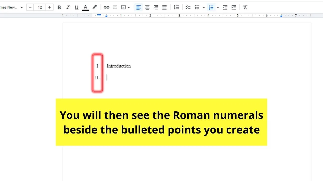 How to Do Roman Numerals in Google Docs Step 6.3