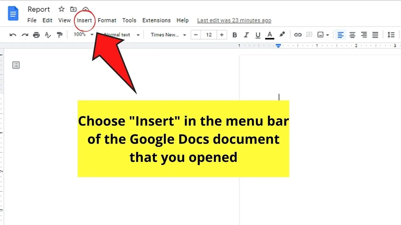 How to Do Roman Numerals in Google Docs as Page Numbers Step 1