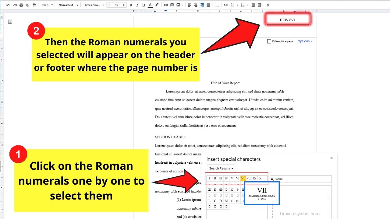How to Do Roman Numerals in Google Docs as Page Numbers Step 6.2