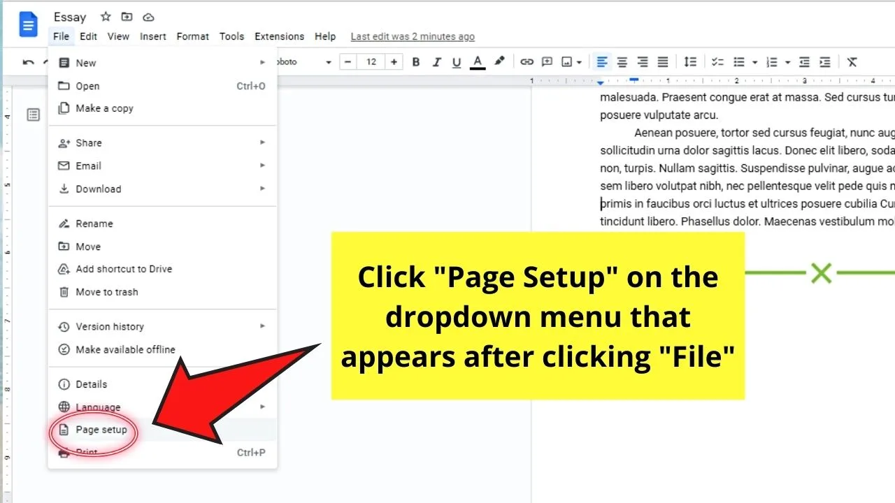 How to Get Rid of An Extra Page in Google Docs by Adjusting Margins Step 2