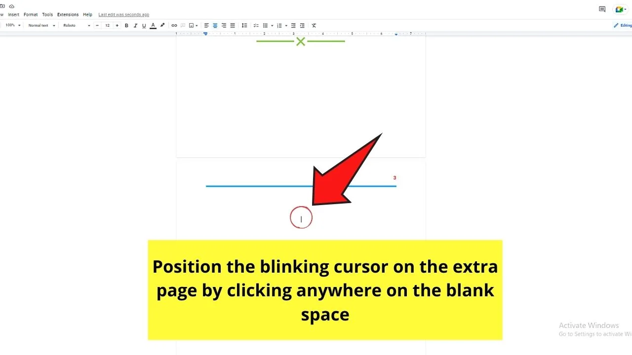 How to Get Rid of An Extra Page in Google Docs by Pressing Delete or Backspace Step 1