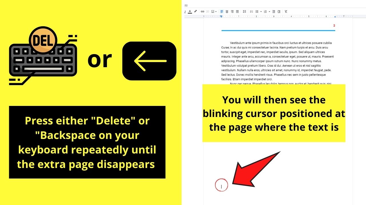 How to Get Rid of An Extra Page in Google Docs by Pressing Delete or Backspace Step 2