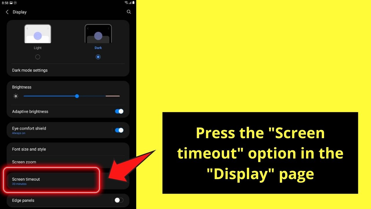 How to Stop My Android Screen from Dimming by Increasing Screen Timeout Step 3