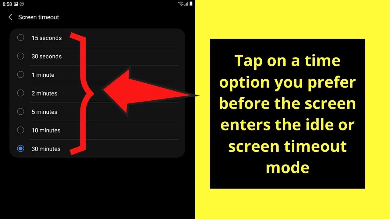 How to Stop My Android Screen from Dimming by Increasing Screen Timeout Step 4