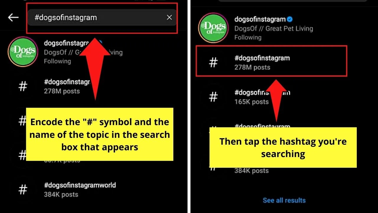 How to Unfollow Hashtags on Instagram by Heading to the Hashtag's Profile Page Step 2