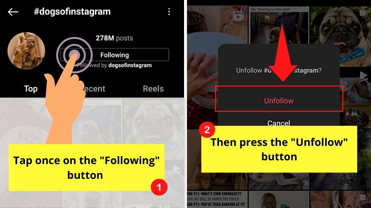 How to Unfollow Hashtags on Instagram by Heading to the Hashtag's Profile Page Step 4