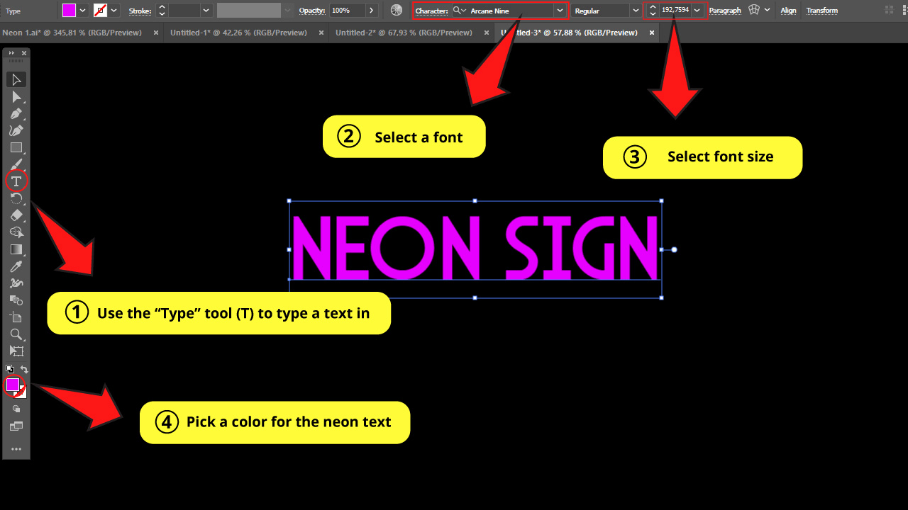 How-to-make-neon-text-in-Illustrator-Step-2