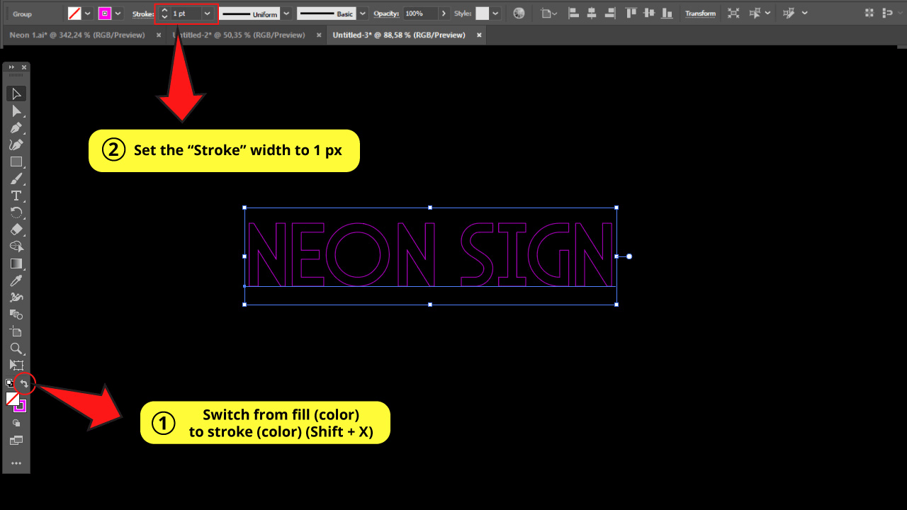 How-to-make-neon-text-in-Illustrator-Step-3
