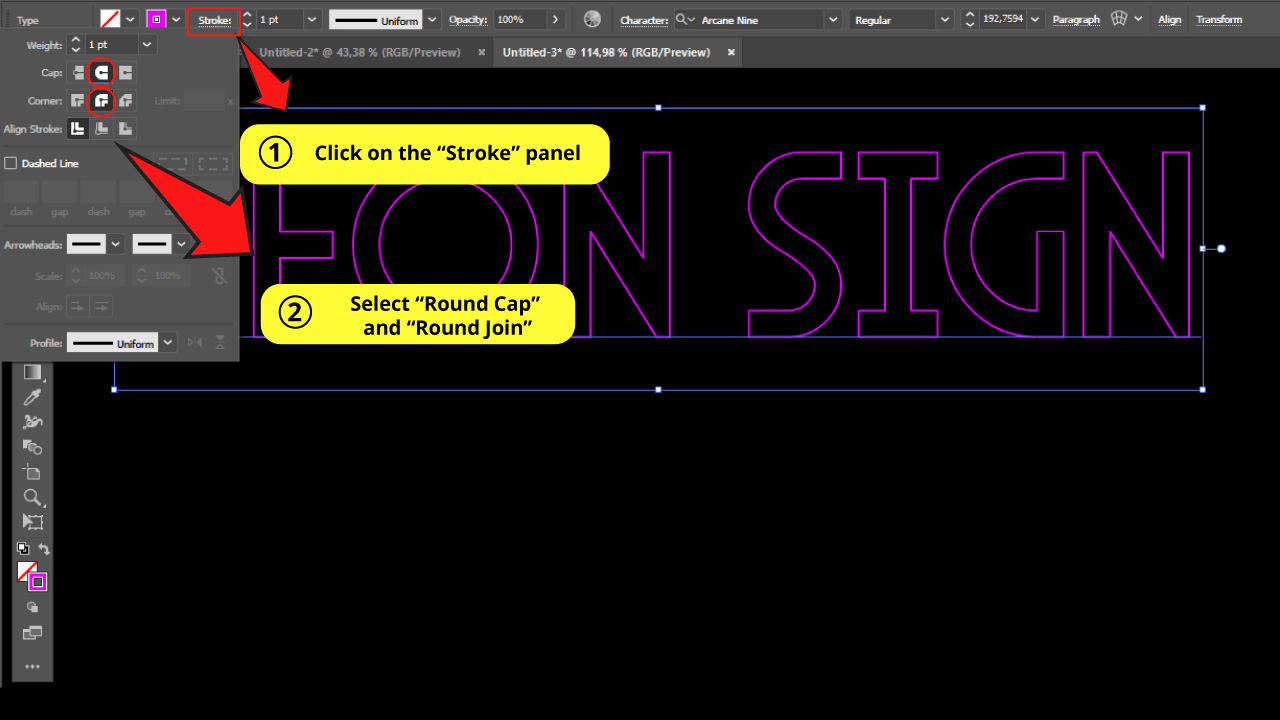 How-to-make-neon-text-in-Illustrator-Step-4