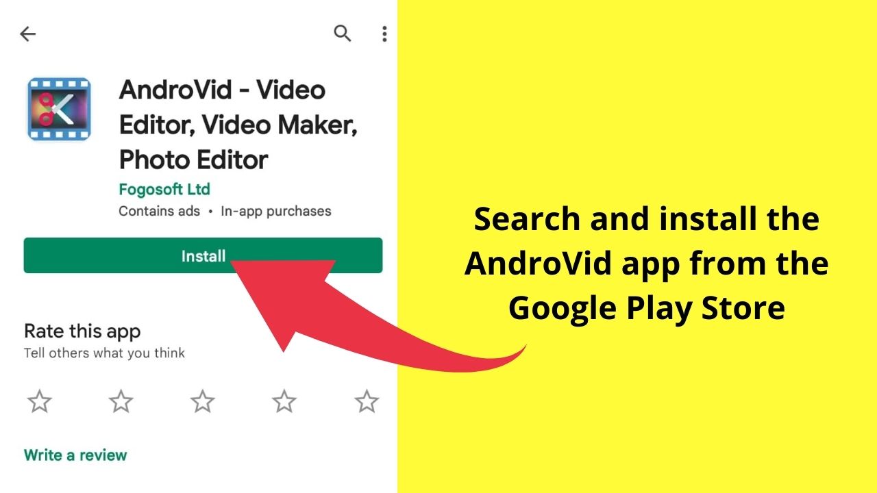 How to merge videos using AndroVid Step 1