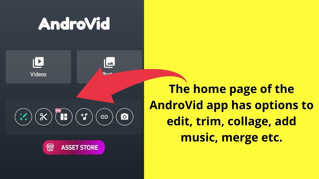 How to merge videos using AndroVid Step 2