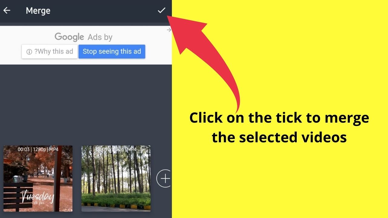 How to merge videos using AndroVid Step 6