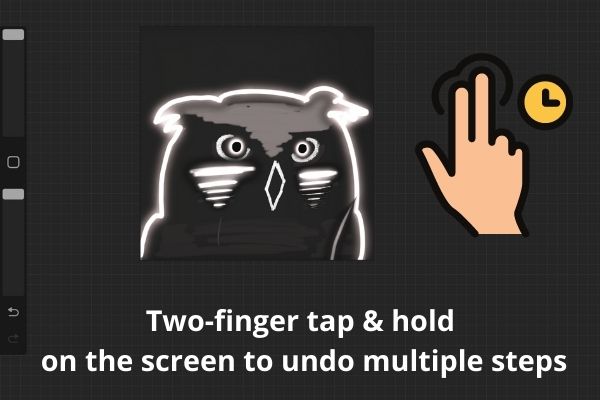 Undo multiple steps in Procreate with Two-finger tap & hold