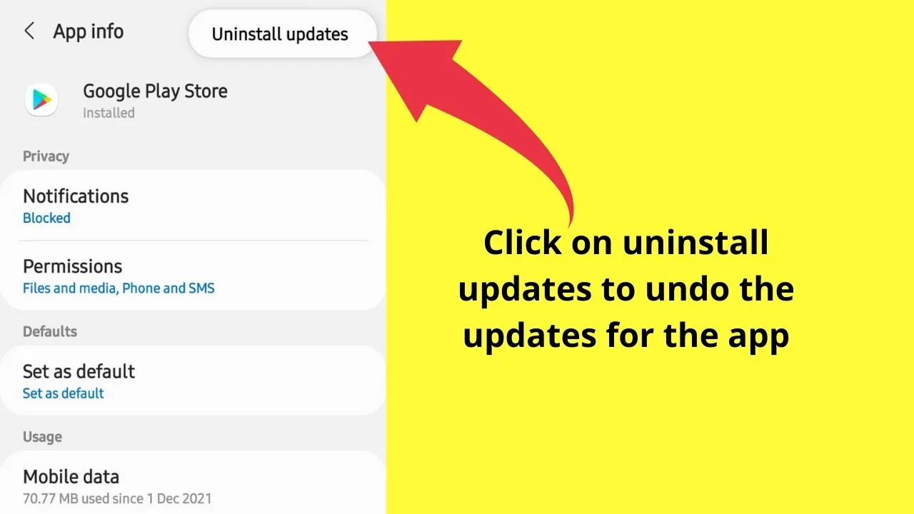 Uninstalling Updates for System Apps on Android Device Step 5