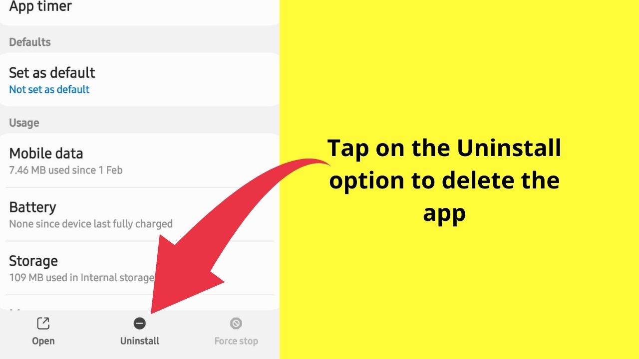 Uninstalling Updates for User or Third Party Apps on Android device Step 5