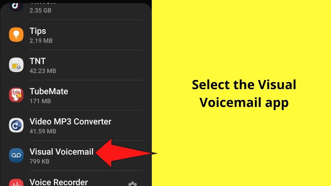 Using the Setting Option to Clear Visual Voicemail Data step 3