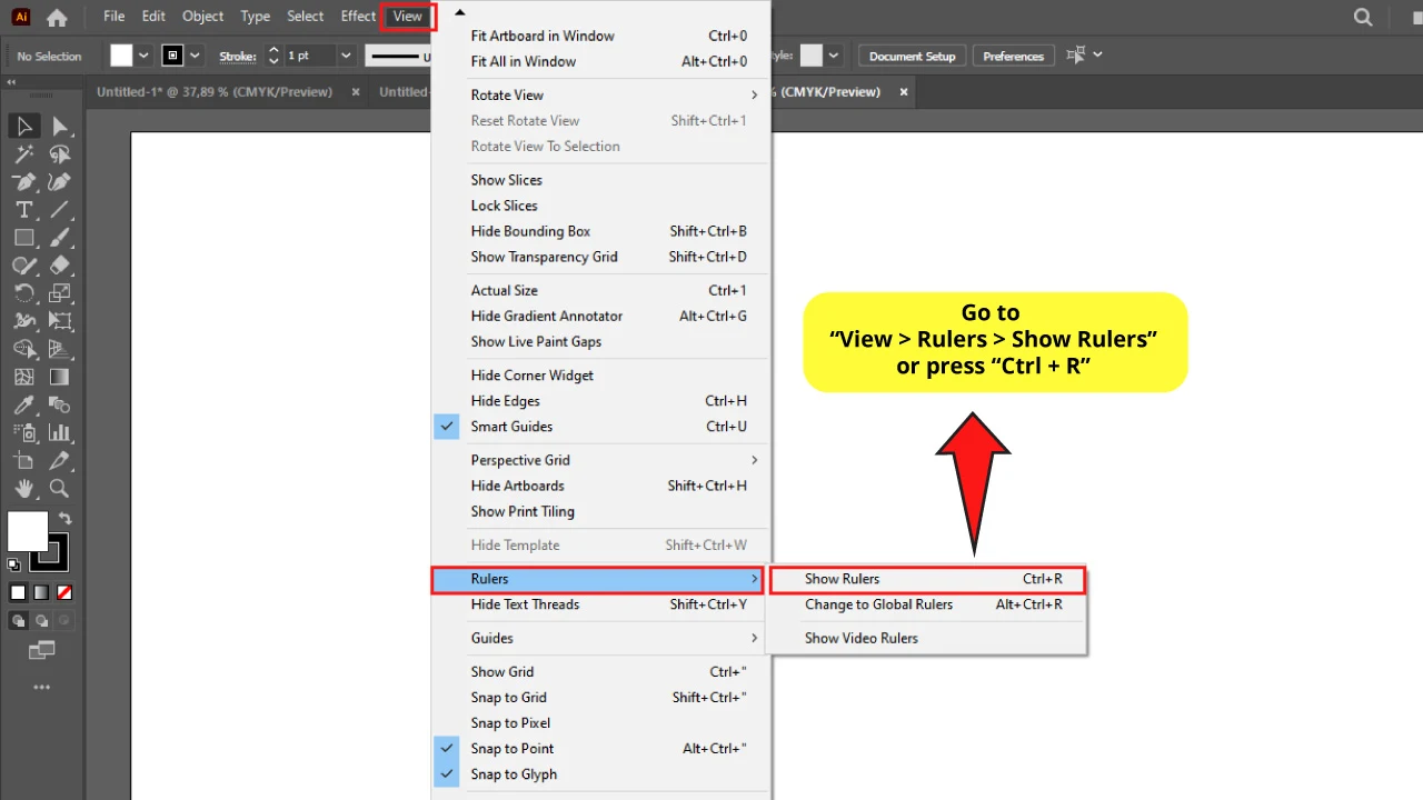 How to Add Ruler Guides in Illustrator Step 1