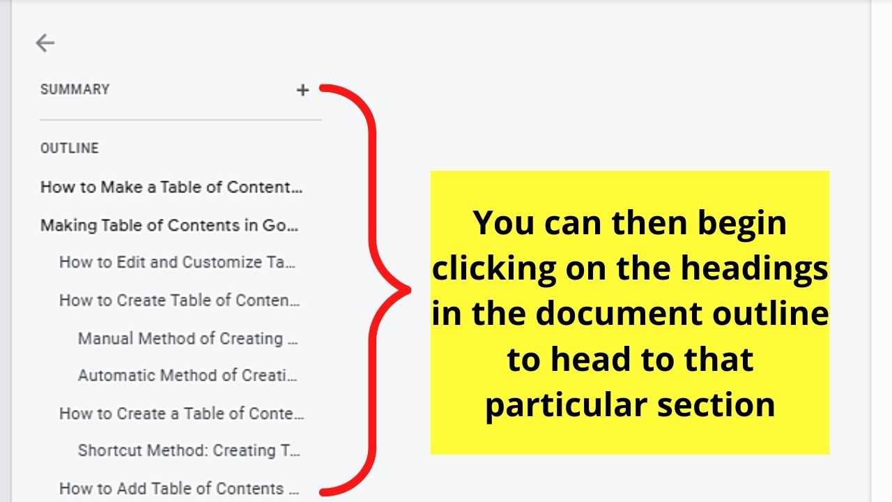 How to Add Table of Contents on the Side in Google Docs Step 3