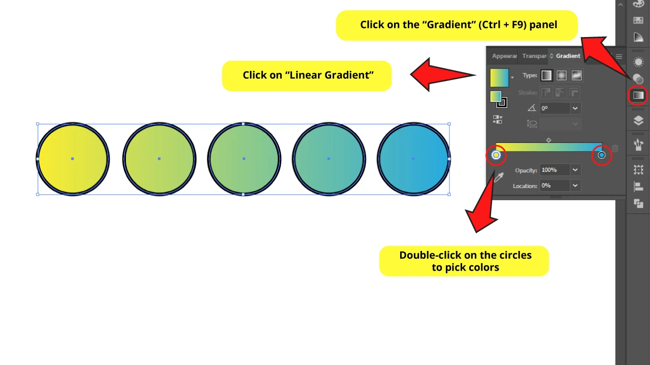 How to Blend Colors Using the “Gradient” Tool Illustrator Step 3