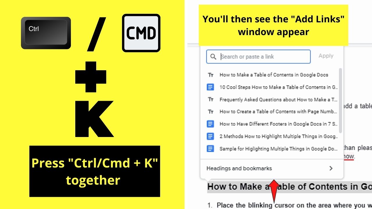 How to Create Table of Contents with Links in Google Docs Manually Step 2