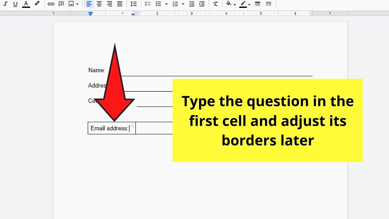 How to Create a Fillable Form in Google Docs by Adding Textboxes Step 5