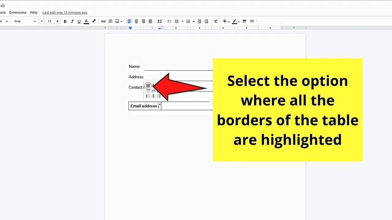 How to Create a Fillable Form in Google Docs by Adding Textboxes Step 8