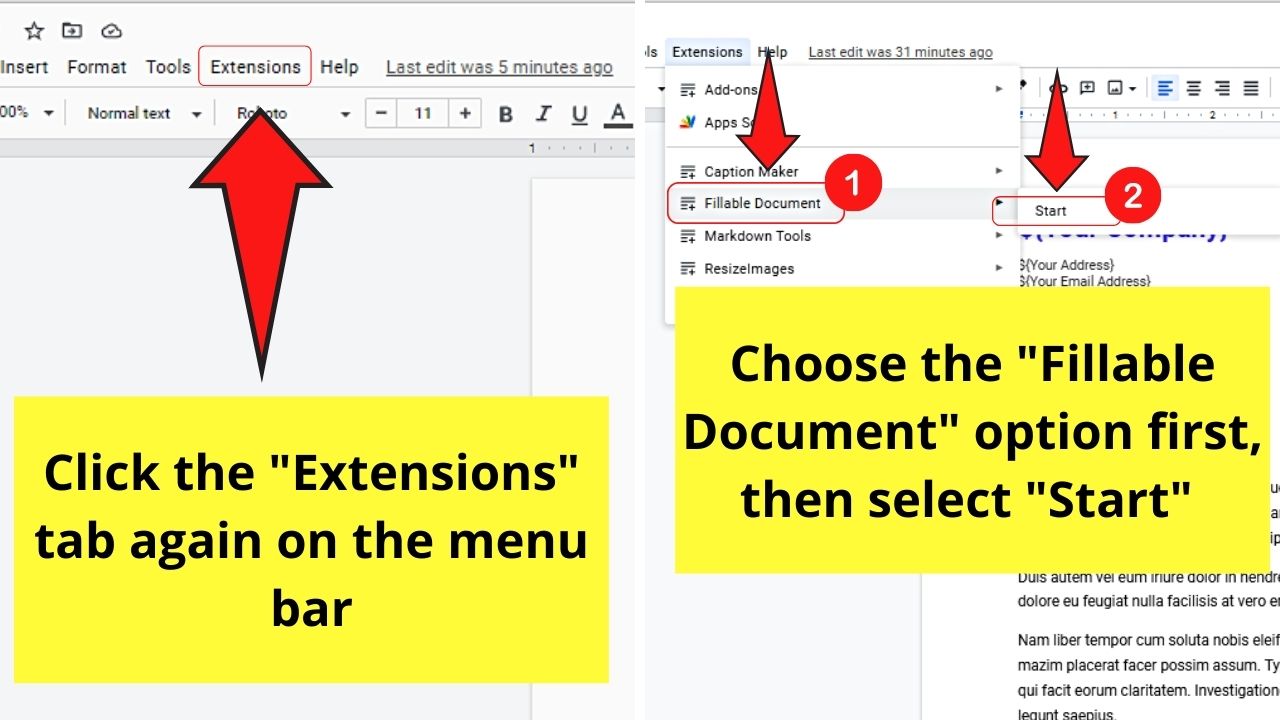 How to Create a Fillable Form in Google Docs by Installing Fillable Document Plug-in Step 9