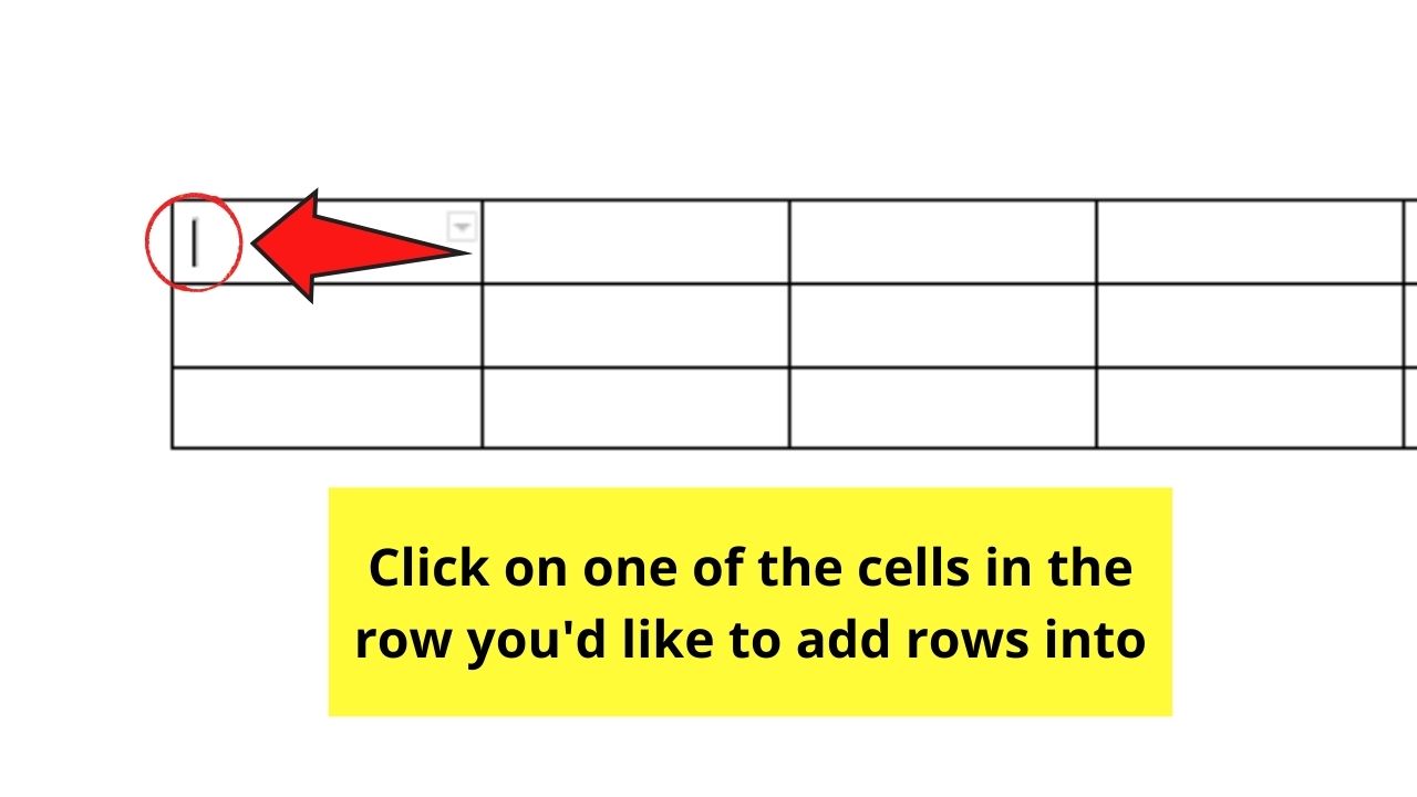 How to Edit Rows in a Table in Google Docs by Adding Rows Step 1