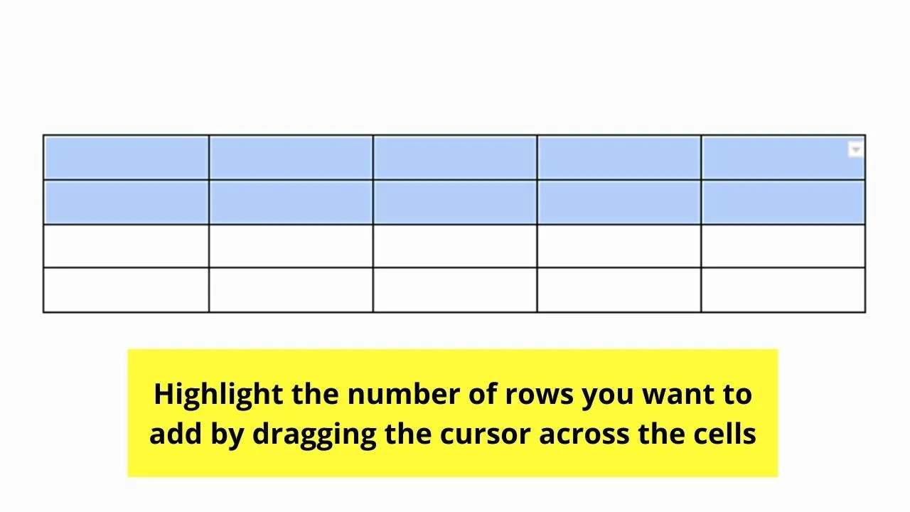 How to Edit Rows in a Table in Google Docs by Adding Rows Step 4.1