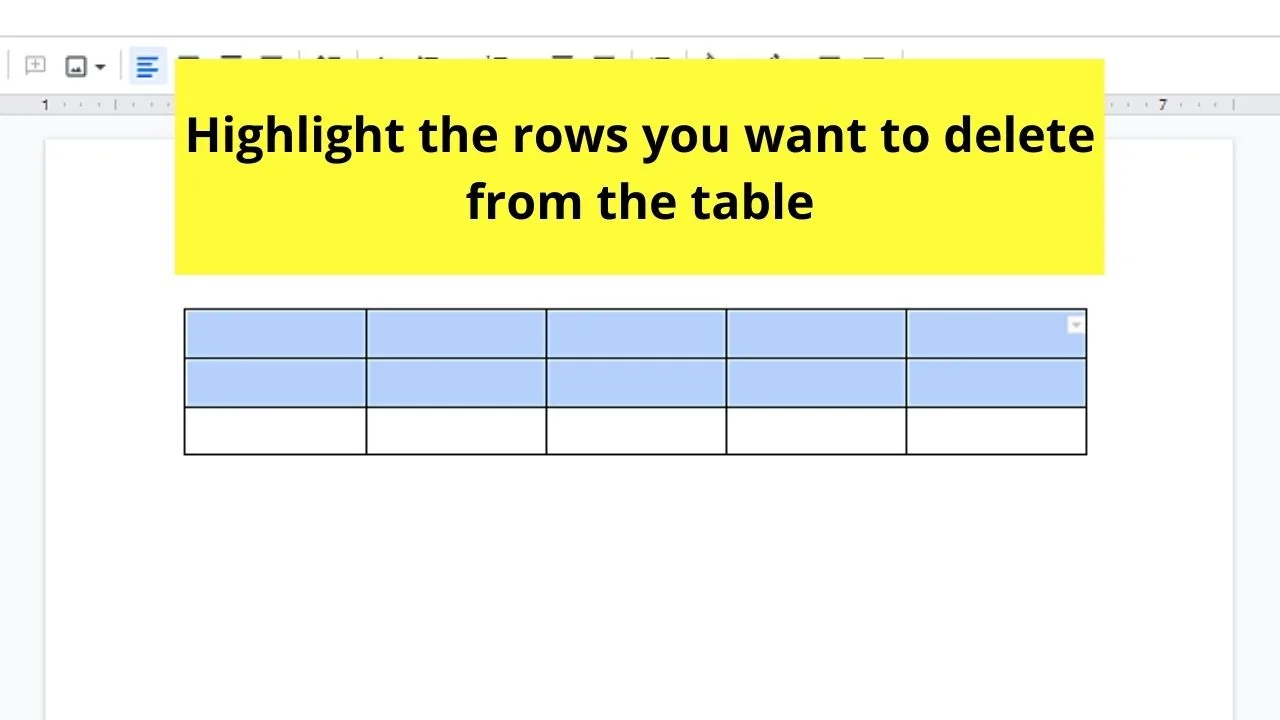 How to Edit Rows in a Table in Google Docs by Deleting Rows Step 4.1