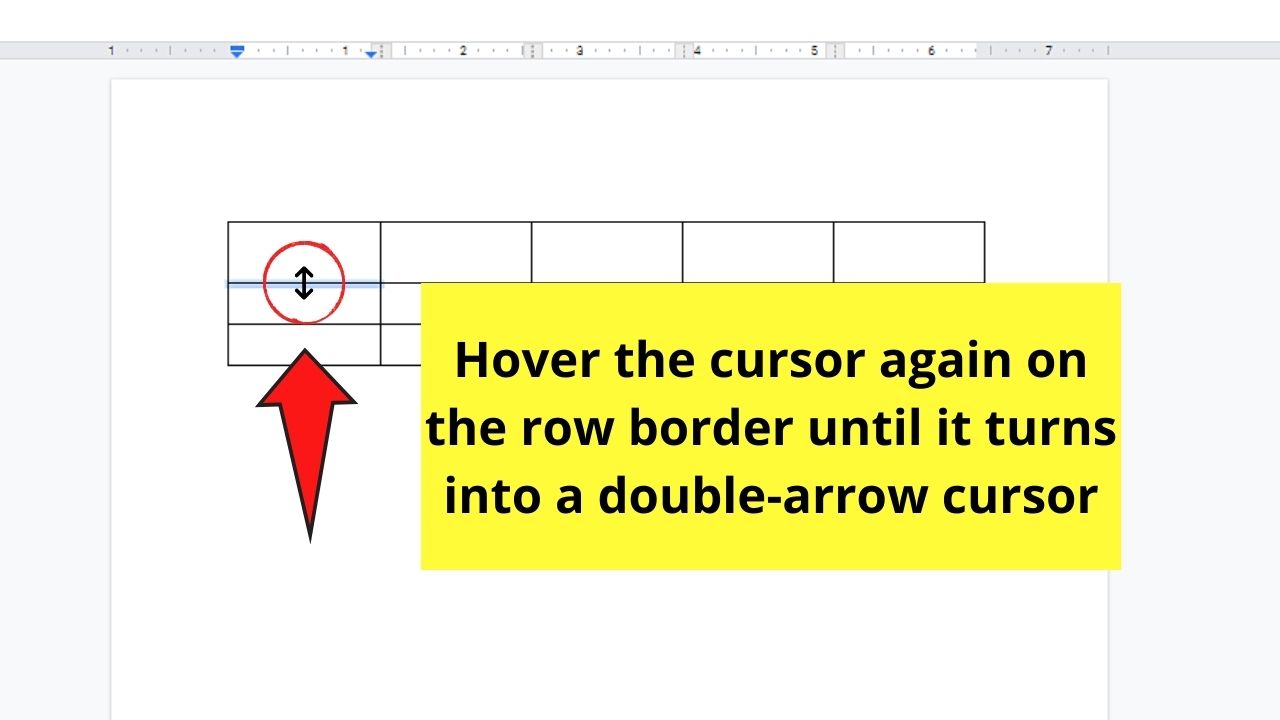 How to Edit Rows in a Table in Google Docs by Making Rows Bigger or Smaller through Manual Resizing Step 3.1