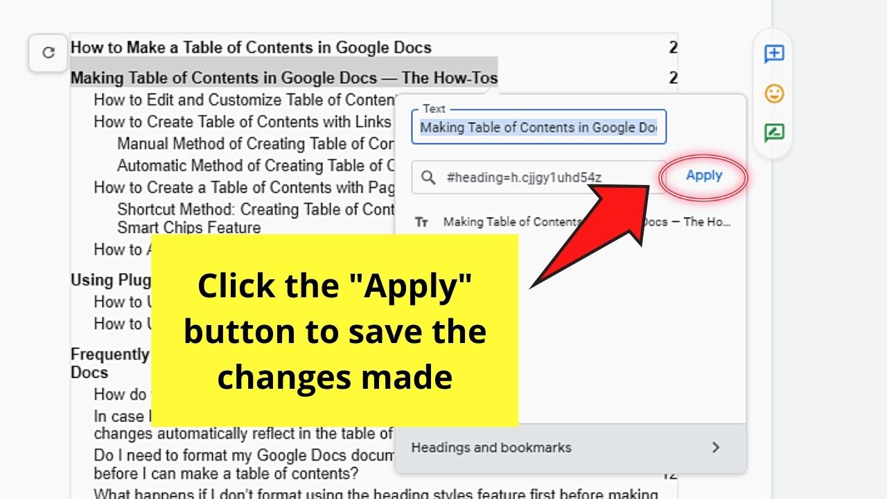 How to Edit and Customize Table of Contents on Google Docs Step 4