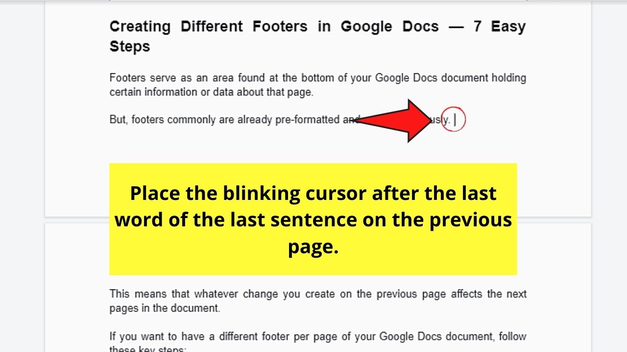 How to Have Different Footers in Google Docs Step 2