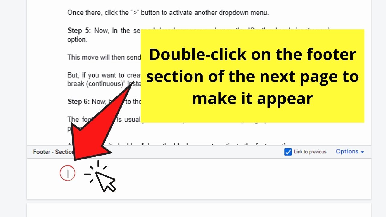 How to Have Different Footers in Google Docs Step 6