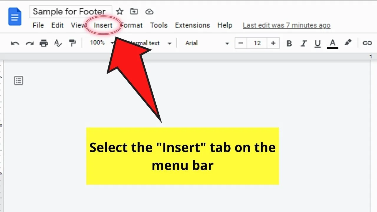 How to Have Different Footers in Google Docs by Customizing Footers Step 1.1
