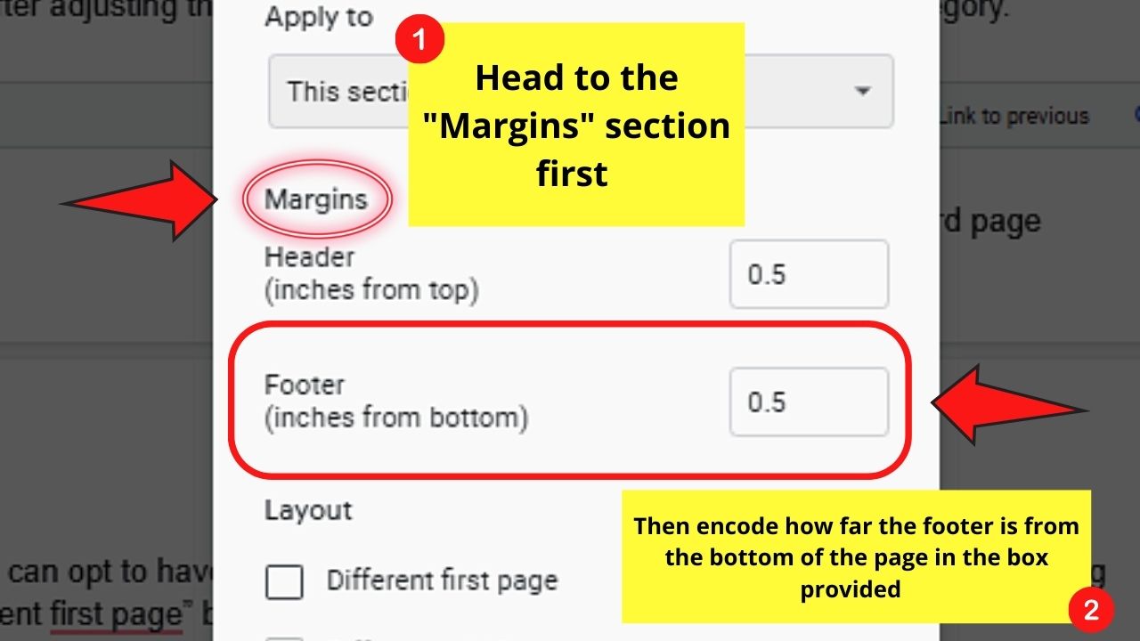 How to Have Different Footers in Google Docs by Customizing Footers Step 6