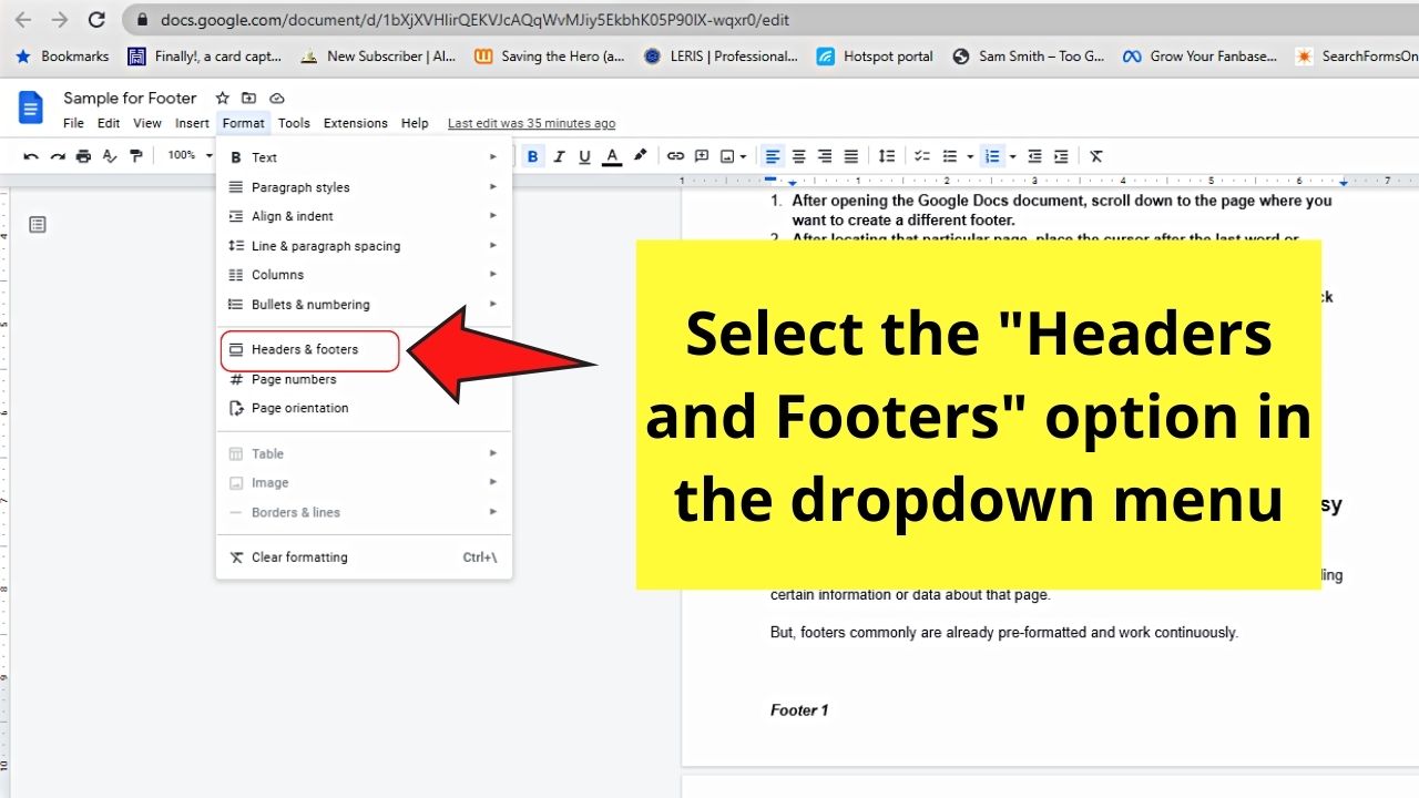 How to Have Different Footers in Google Docs by Removing the Footer of the First Page (Long Method) Step 3