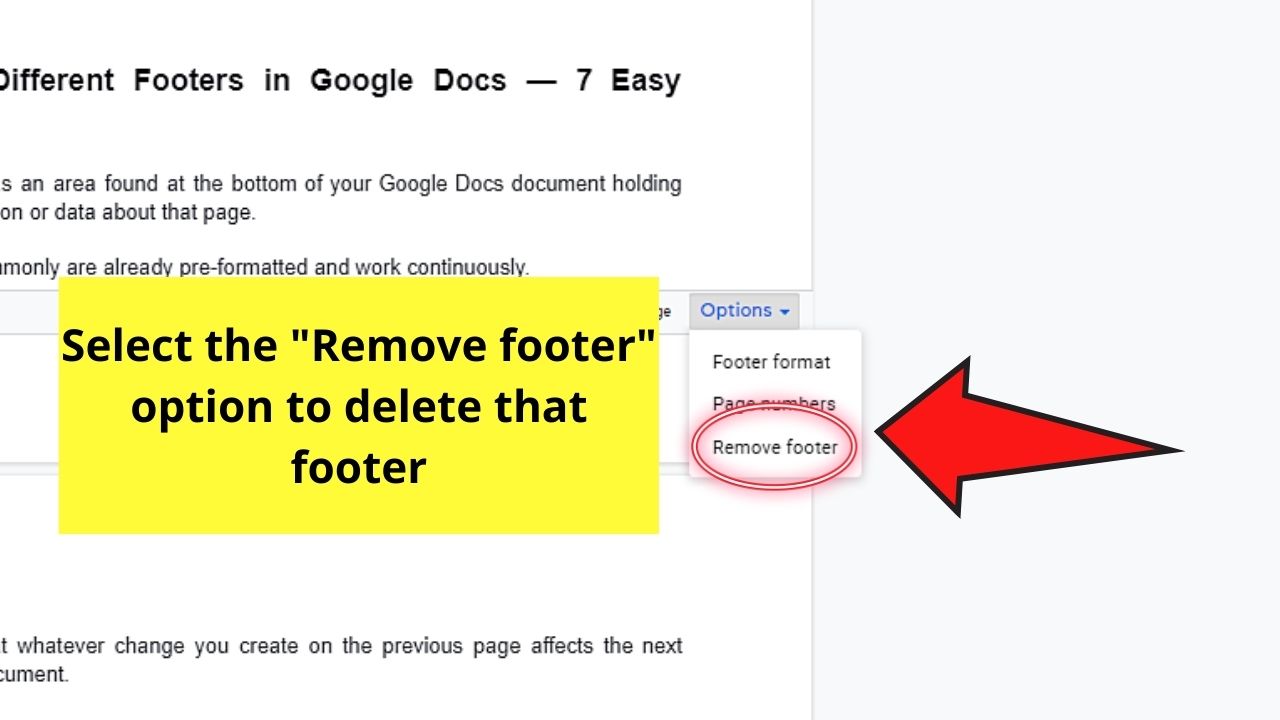How to Have Different Footers in Google Docs by Removing the Footer of the First Page (Short Method) Step 3