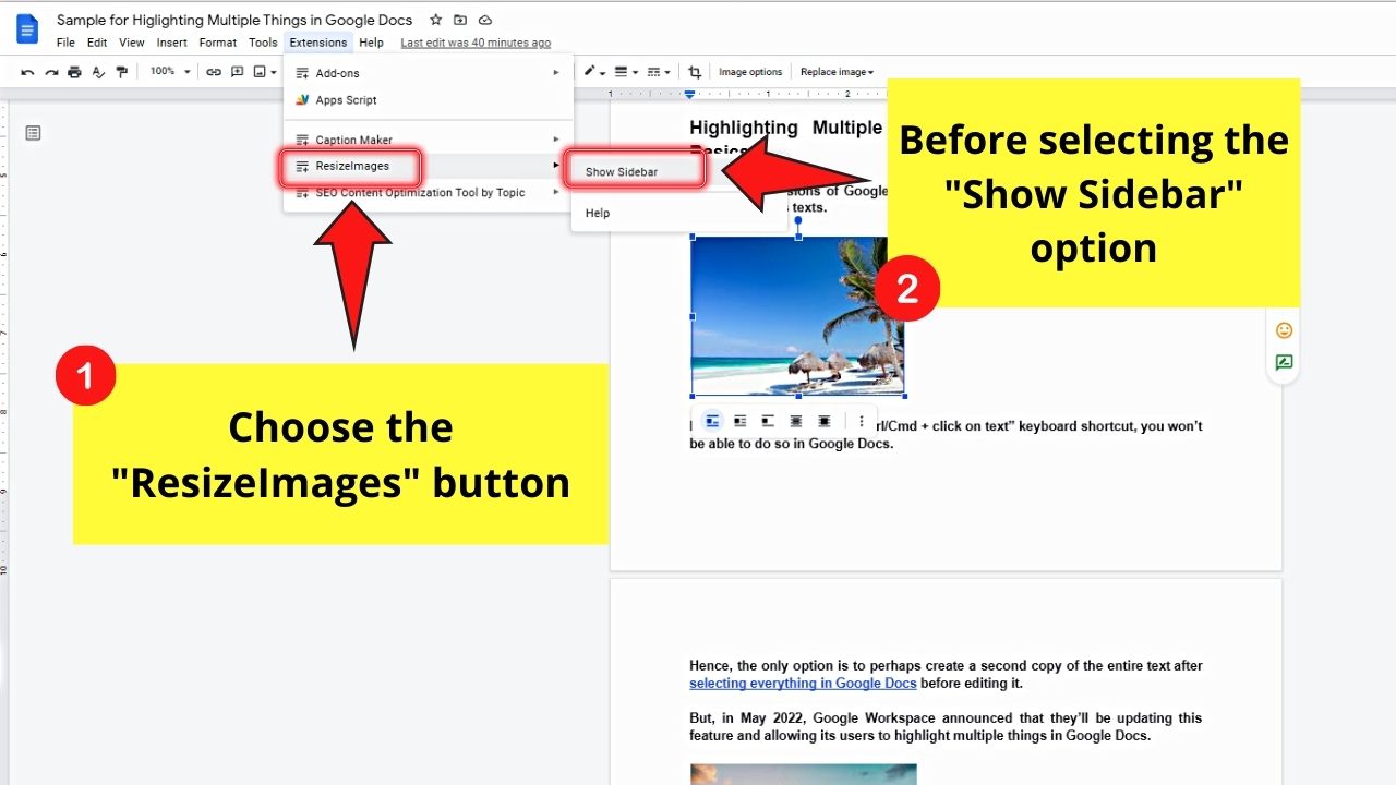 How to Highlight Multiple Images in Google Docs Step 6