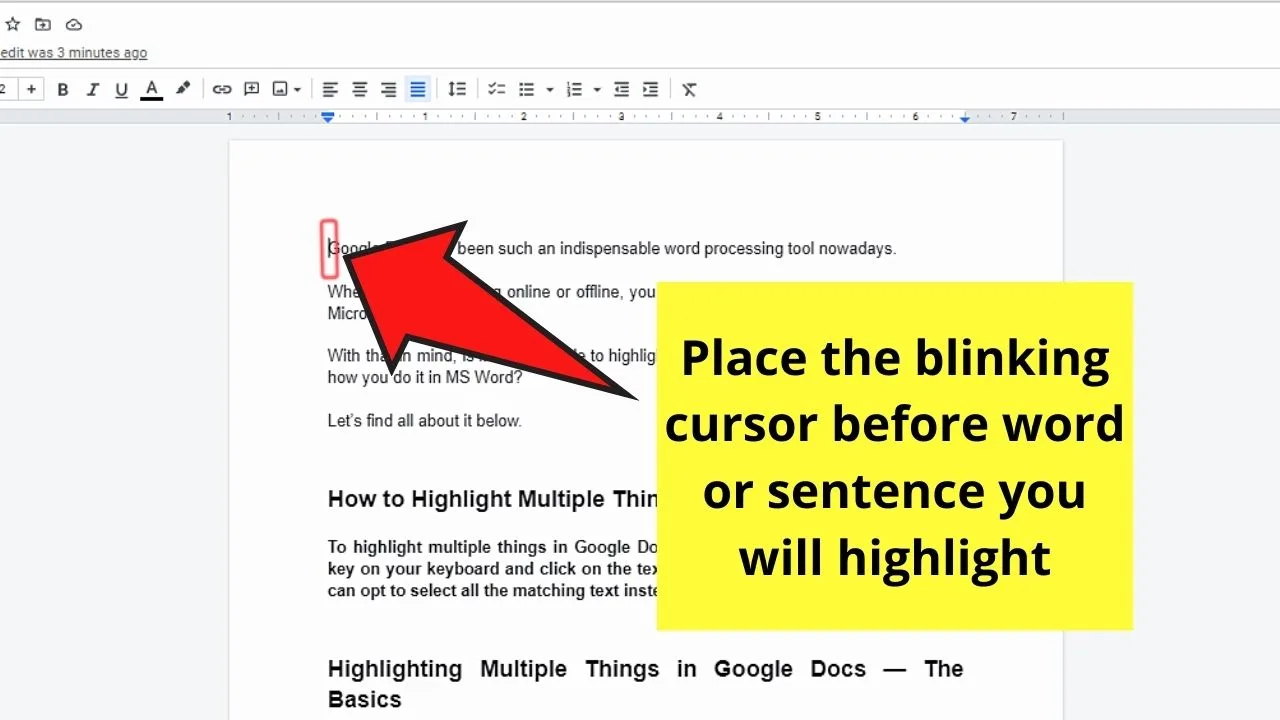 How to Highlight Multiple Things in Google Docs Step 1