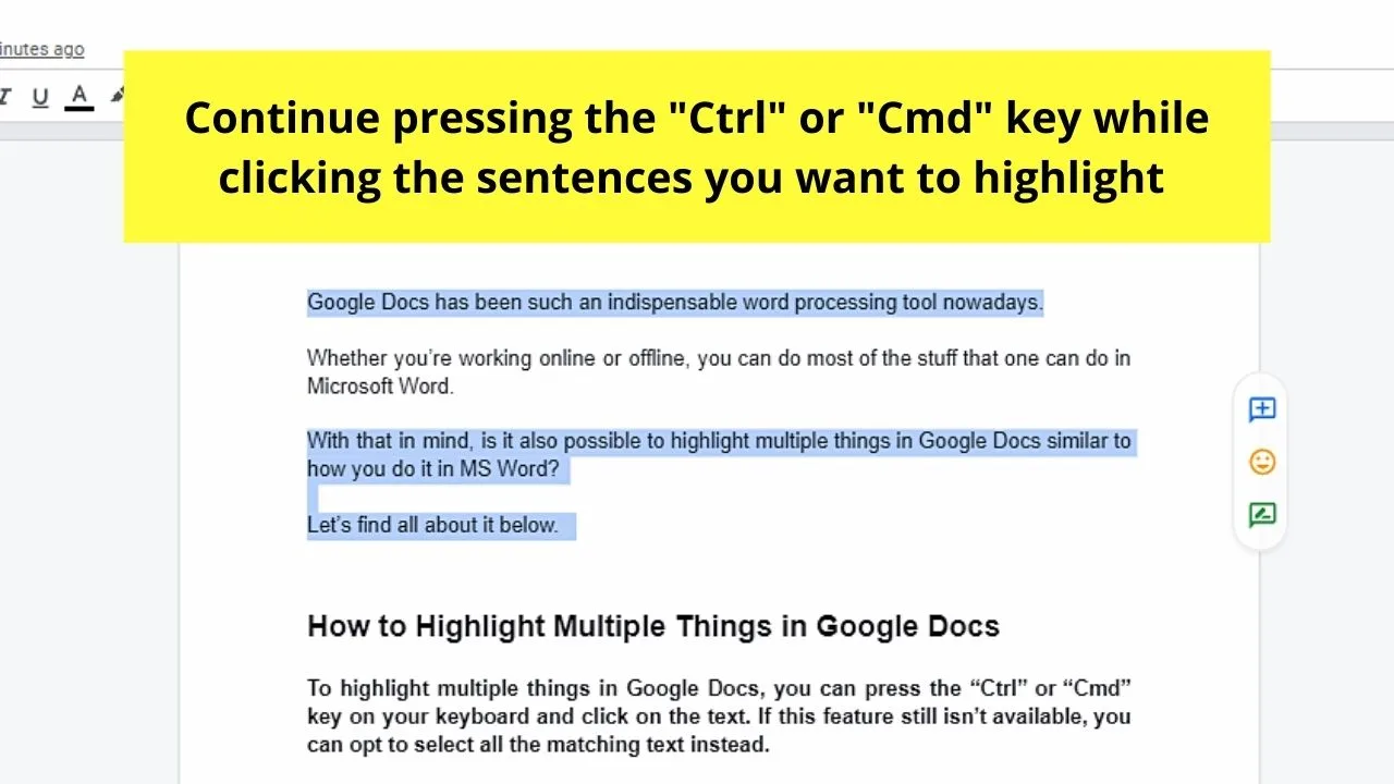 How to Highlight Multiple Things in Google Docs Step 3