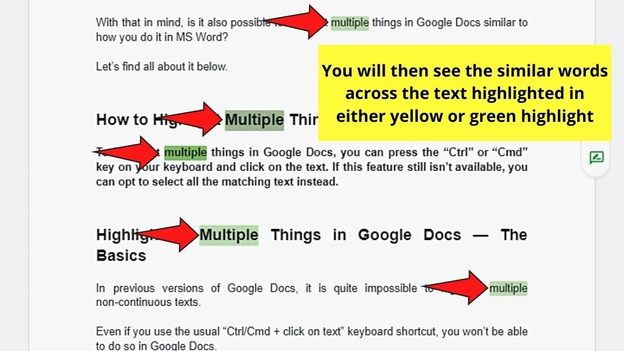 How to Highlight Multiple Things in Google Docs by Selecting Matching Text Step 4.1