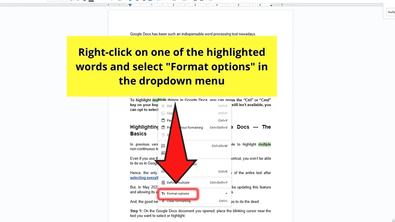 How to Highlight Multiple Things in Google Docs by Selecting Matching Text Step 4.2