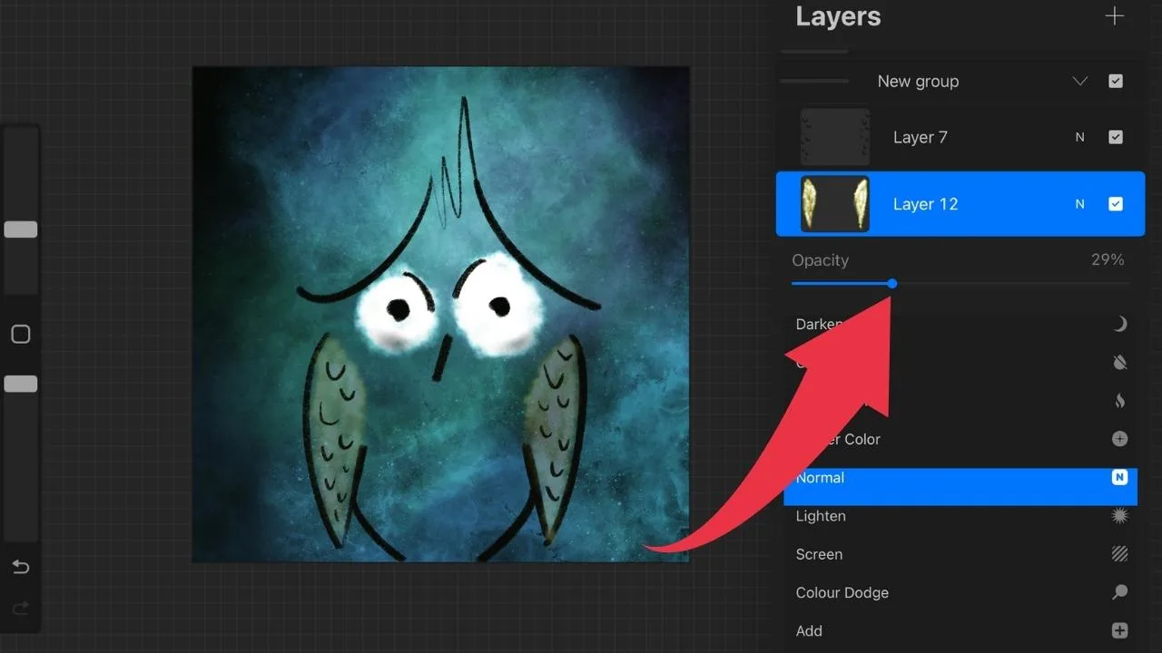How to Lower the Layer Opacity in Procreate Step 4
