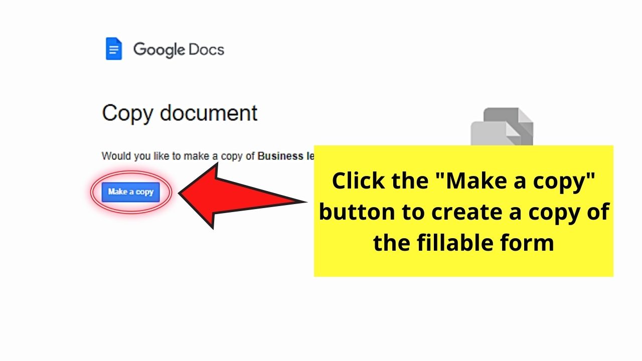 How to Make a Google Doc Fillable but Not Editable by Making a Force Copy Step 2