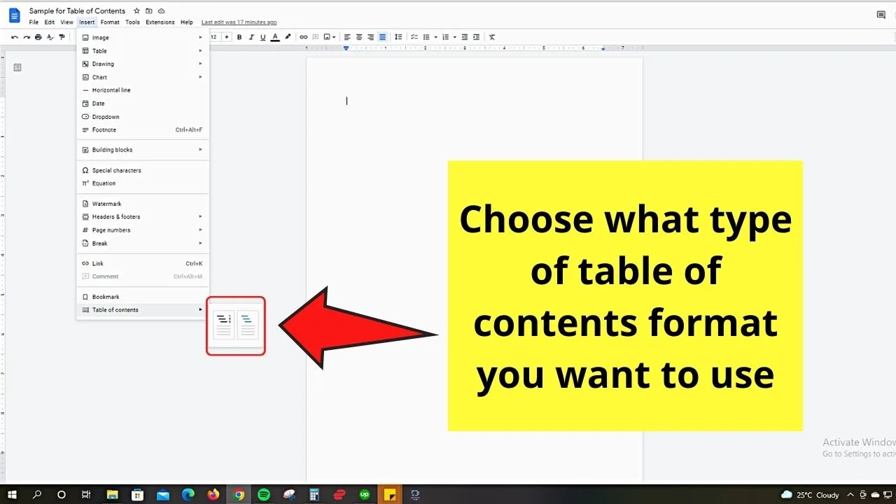 How to Make a Table of Contents in Google Docs Step 10.1